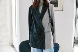 Women Blazers Ready To Ship New Design Fashion European Stripe Stitching Contrast Blazers for  Ladies Women