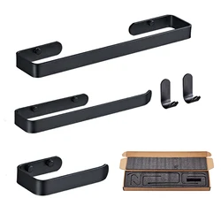 5 pieces Sets :alumimum Black Bathroom Hardware Set Towel Bar Wall Mounted Bathroom Accessories Set