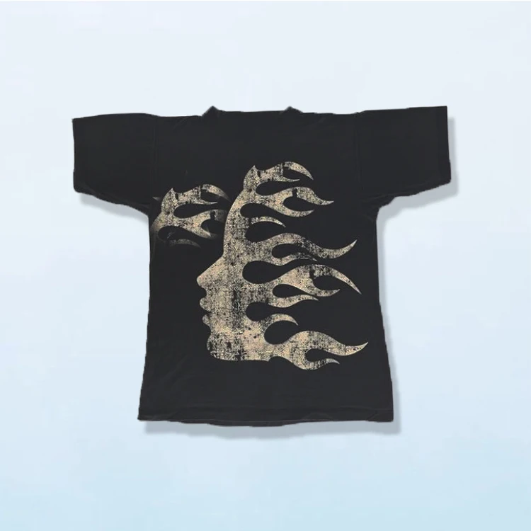 HL factory manufacturer streetwear vintage graphic printing t-shirts men wholesale custom heavyweight 100% cotton t shirt