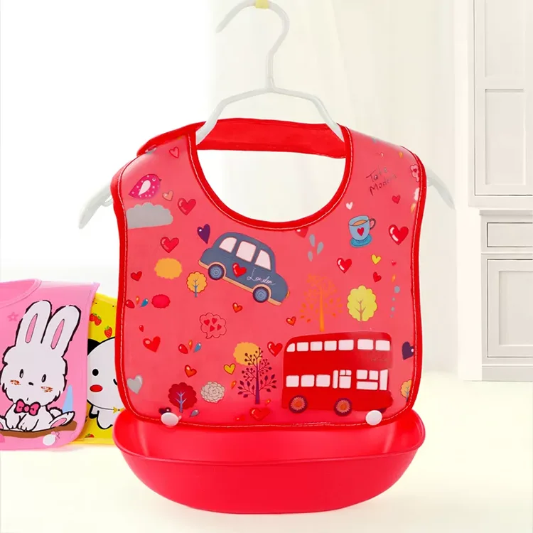 Eva Eating Plastic Baby Bib Polyester Kids Bibs Waterproof Hot Selling Saliva Towel