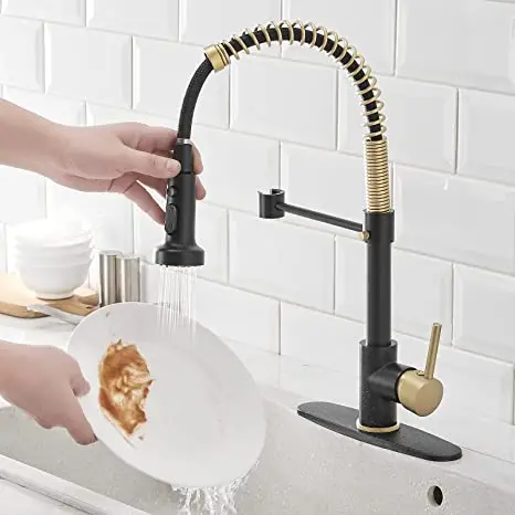 3 Modes 360 Degree Brushed Gold And Matte Black Brass Rotating Faucet Kitchen Sink Mixer Health Kitchen Tip Faucets