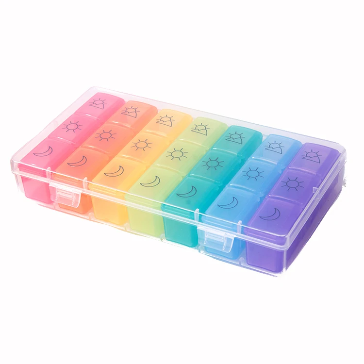 Plastic Medical Organizer 7 Day 21 Day Monthly Portable Travel Pill Case