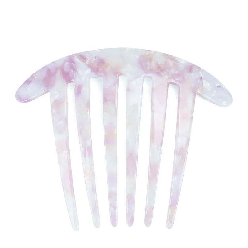 2020 Fashion Decorative Comb Cellulose Acetate Wide Tooth Comb Non Slip Ponytail Fork Comb