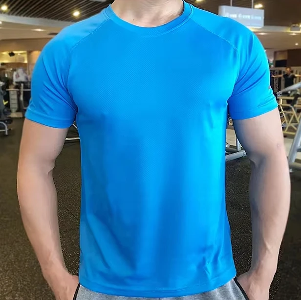 high Quality Cheap Custom Men Activewear T Shirts 100% Polyester T Shirts Gym Elastane Athletic Quick Dry Top Shirts Mens