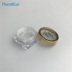 3g 5g 10g square gold window lid  jars  makeup glitter jar plastic gloss containers jar portable  empty container for nails