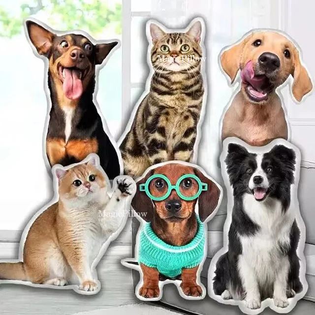 Custom Shaped Pillow Diy Personalized Plush Pillow 3D Photo Pet Cat Dog Shaped Printable Pattern Stuffed Pillow Shape Kids Gift
