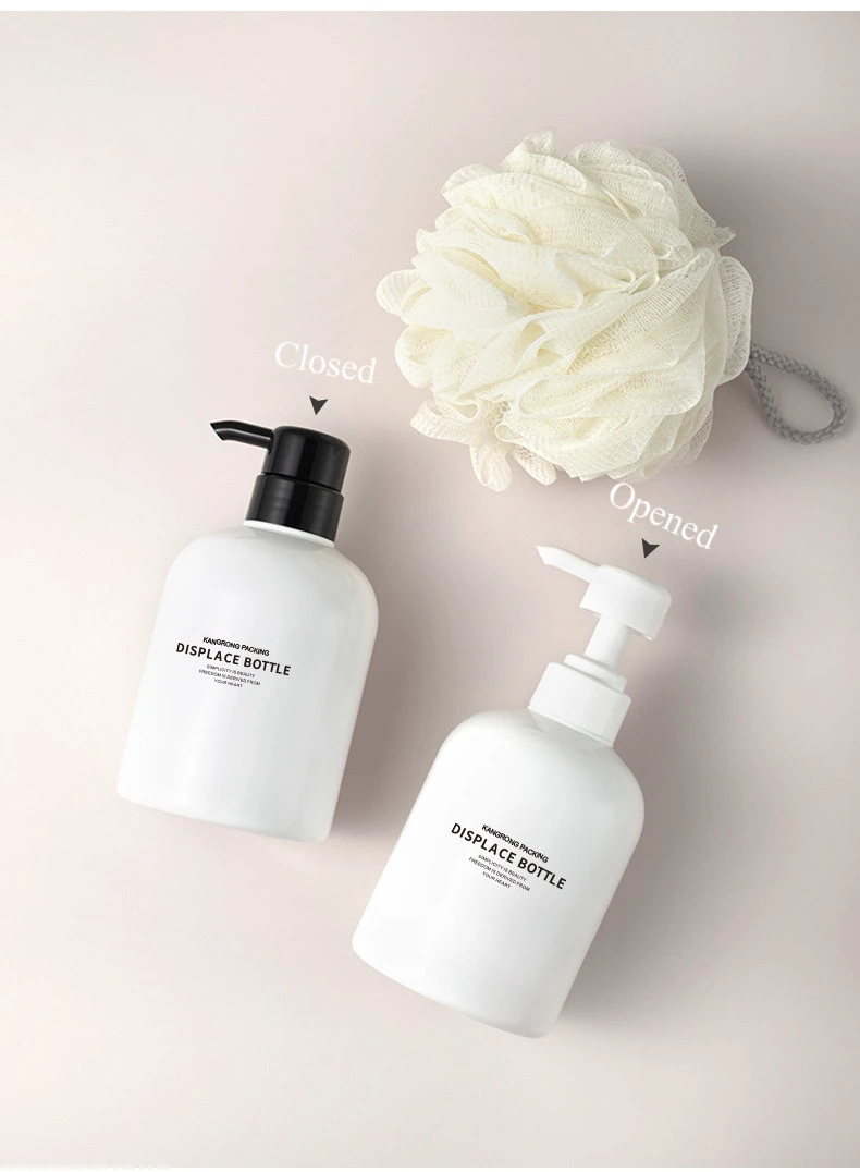 Large Capacity White Body Pump Shampoo Lotion Bottle 300ml 500ml Hand Wash Bottles with Replacement Lids Bottle Caps & Closures