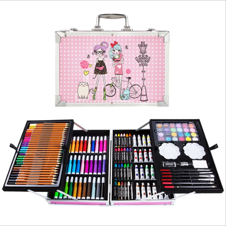 
Best gift Deluxe 145pcs dessin drawing kit set art set with aluminum case 