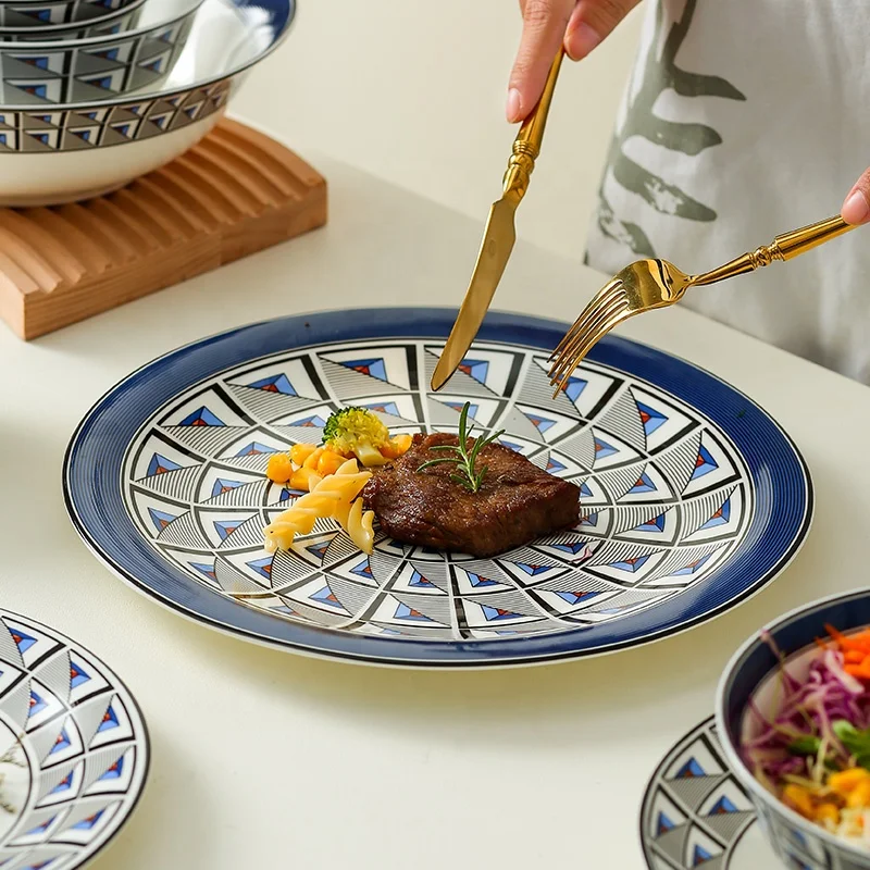 Creative European-style bone china Charles-Kinori 28-head cutlery set western plate rice bowl soup spoon soup plate household