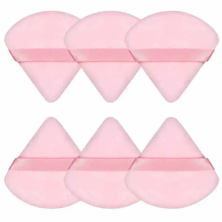 Triangular Velvet Setting Dry Powder Applicator Super Soft Double Sided Cushion Short Pile Flocking Powder Puff Makeup Sponge