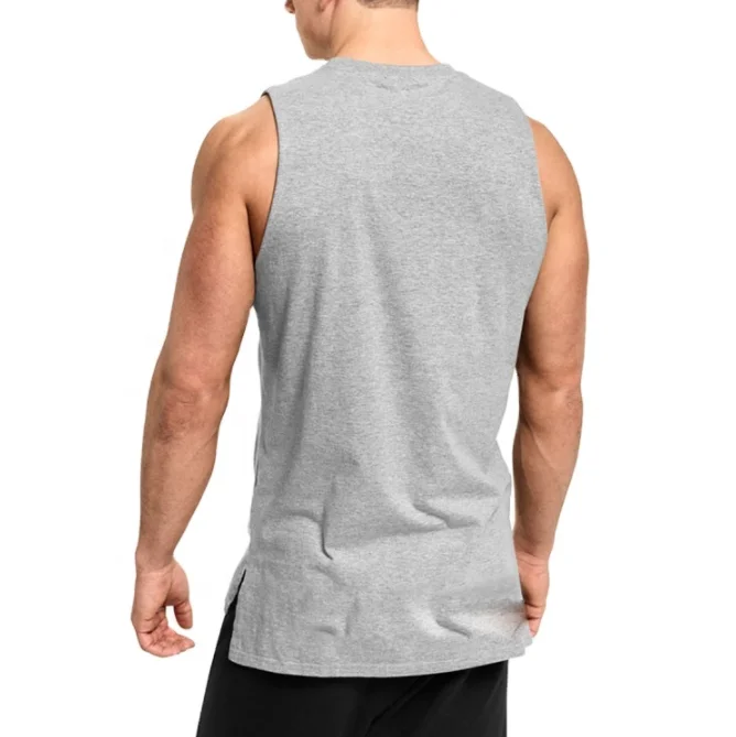 Custom printing men gym cotton bodybuilding tank top stringer vest