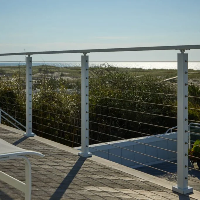 America Modern Design Outdoor Durable Stainless Steel 316 4/6mm Cable With 262 Series Tensioner Carbon Steel Baluster Railing