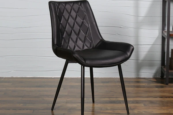 
Modern style metal legs leather upholstered dining room chairs 