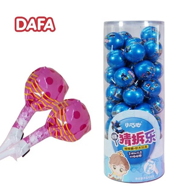 Hot Popular Candy Toy Ball Shape Fruity Sweet Lollipop Candy Like Bomb And Surprise Building Block Toys For Kids