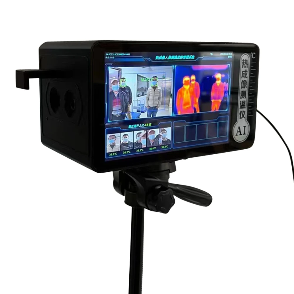8 10 inch full Color LCD display Screen Industrial Thermal Imager Handfree hanging Thermograph face detection recognition Camera