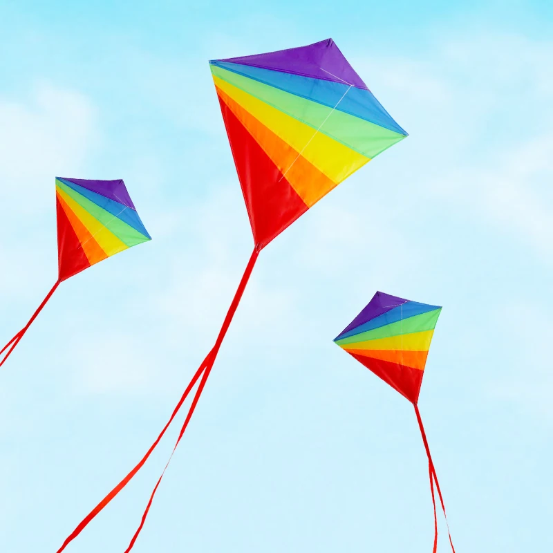 Customize best selling Flying Kites Diamond shaped rainbow kite