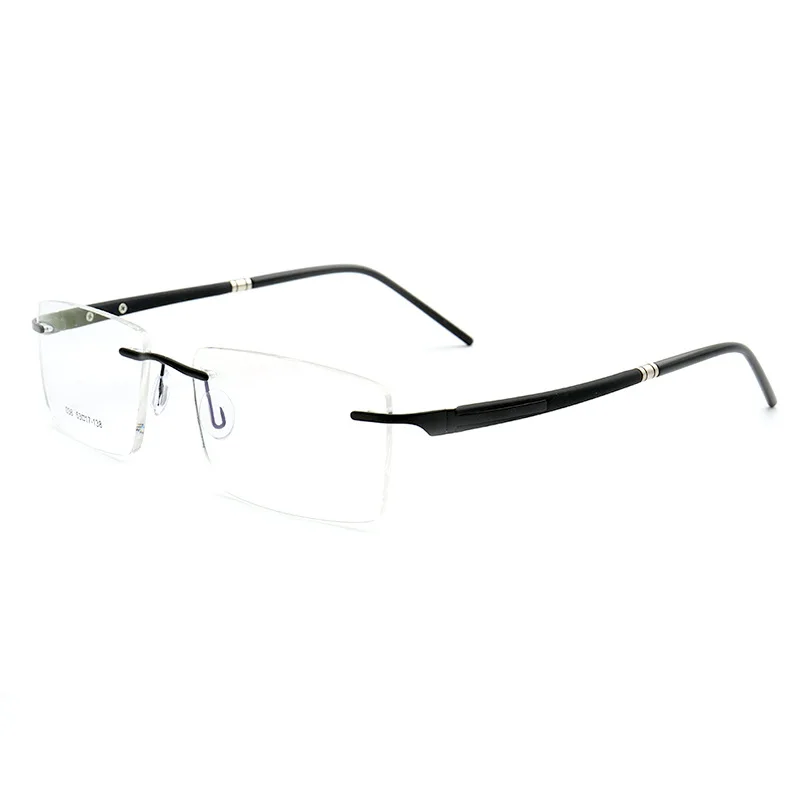 Stock Square rimless Custom prescription glasses High quality flex beta Memory titanium eyeglasses optical frames