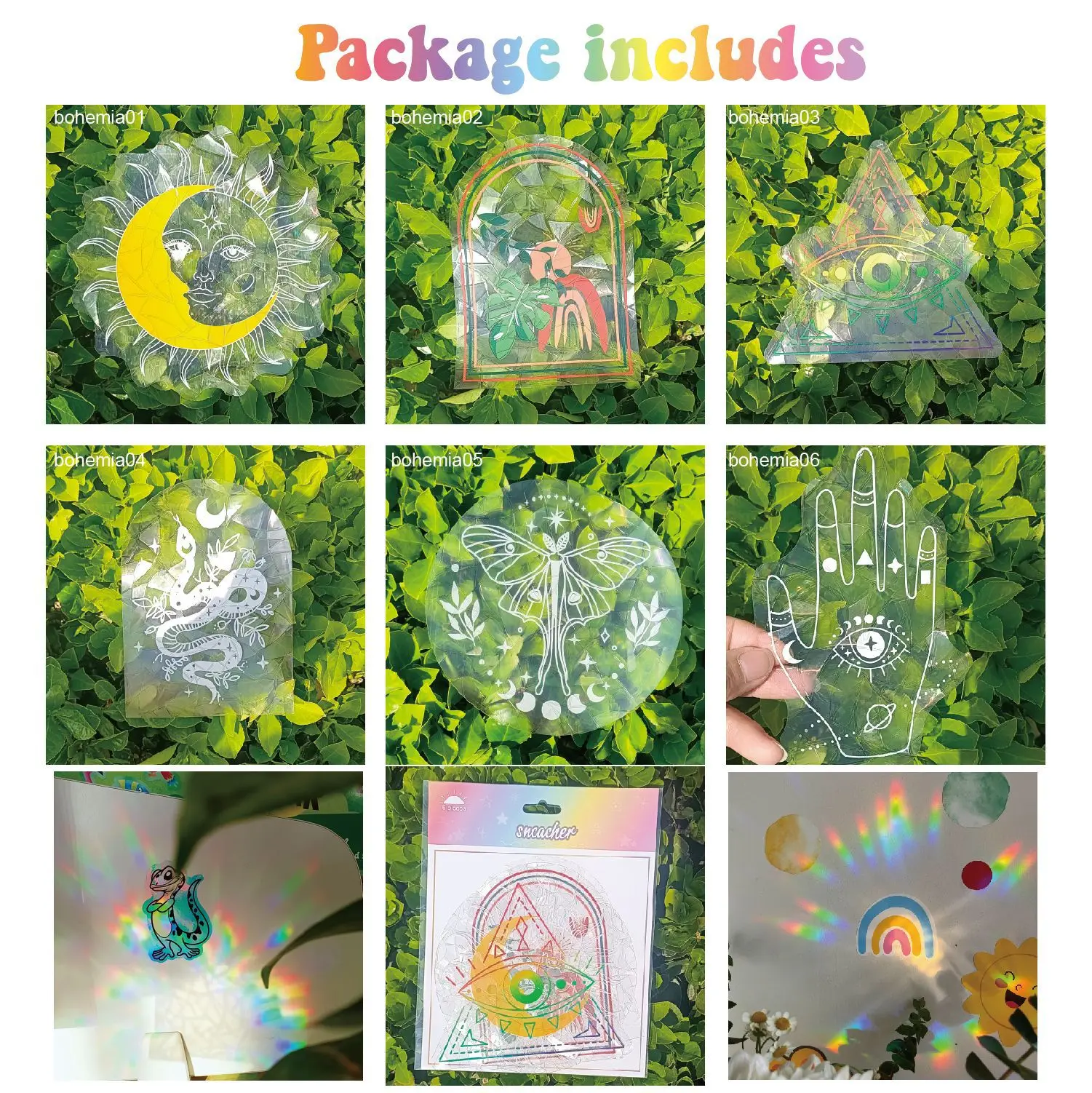Hot Sale Windows Glass Clings Stickers Removable Rainbow Prism Non-adhesive PVC Suncatcher Window Sticker