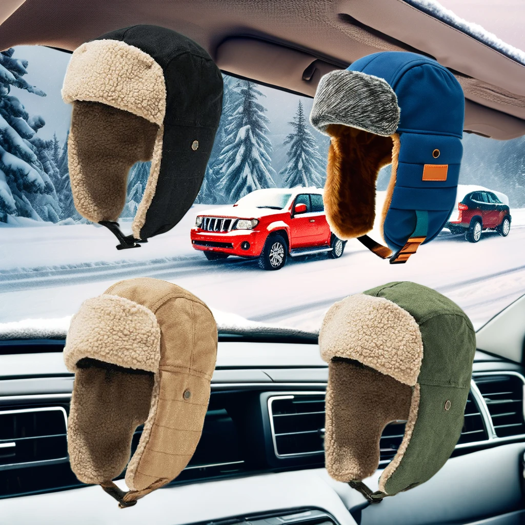 Vintage Aviator Hat with Fur Ear Flaps Wholesale Knitted Costume Accessory for Adults Pilot Trapper Trooper Cap