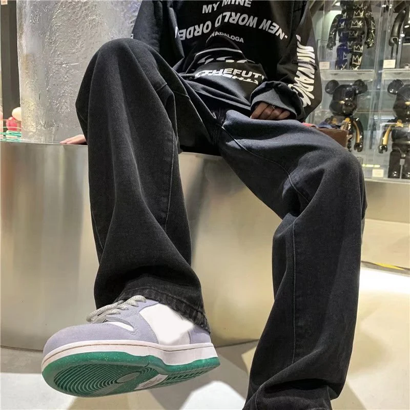 Fashion Custom oversized jeans men wide straight jeans mens Straight Leg Loose Long Hommes Denim Pants Baggy Jeans