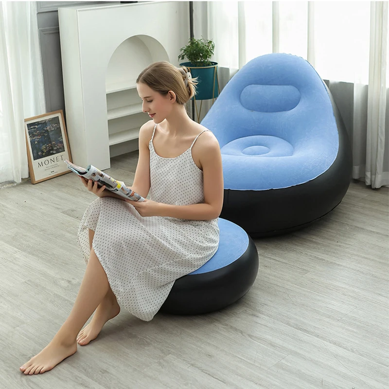 Puff Inflatable Sofa Armchair With Footrest For Leisure Rest