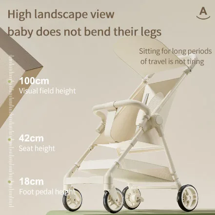 JXB Factory Wholesale Ultra Small Volume Cart Kids Silent Wheels Lightweight Baby Stroller With Detachable Dining Plate