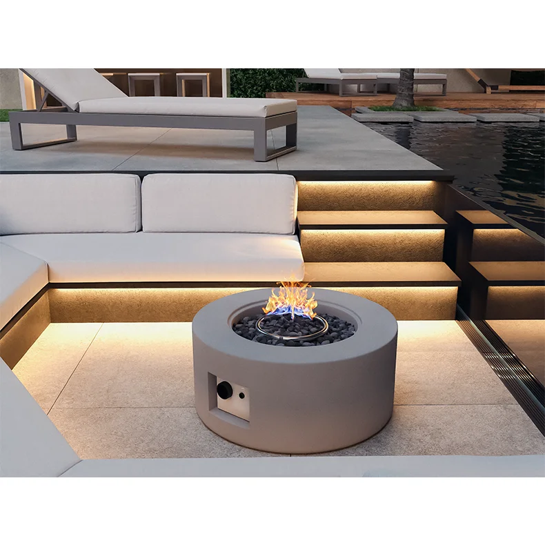 Manufacturers Suppliers cylinder shape furniture concrete gas fire pit