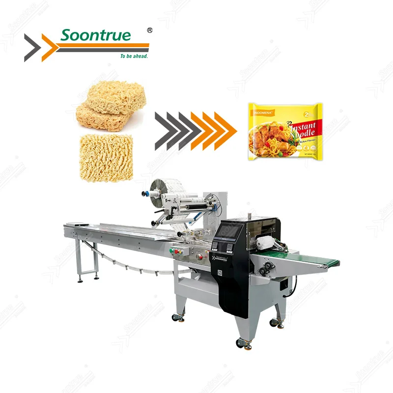 fully automatic high speed servo instant noodle seasoning flow wrapping pillow packaging machine