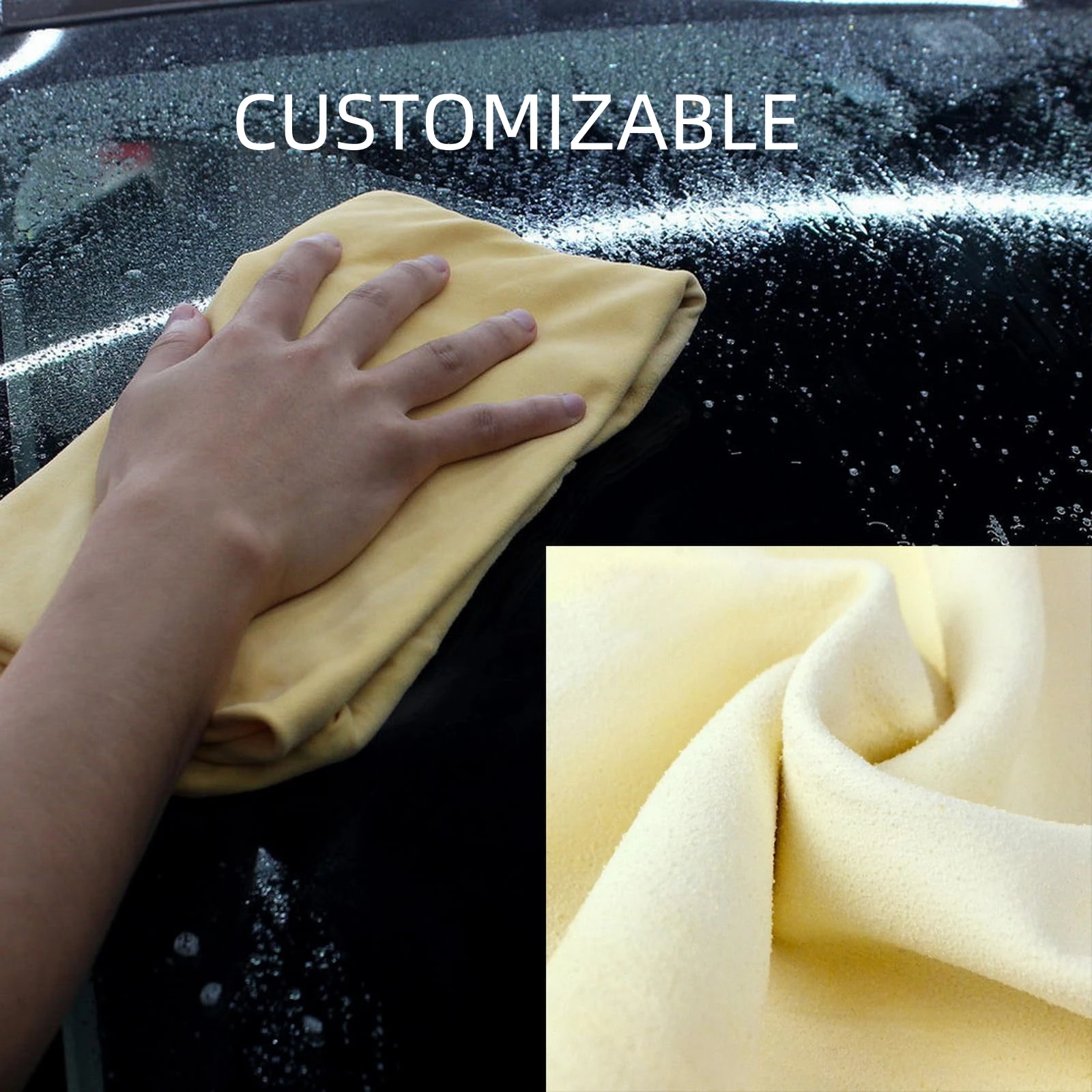 Synthetic Chamois Cloth for Car Towel Custom Leather Cleaning Cloths Personalized Your Brand Text Logo Drying Super Absorbent