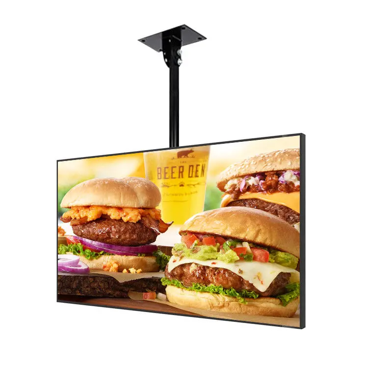 VETO LCD Ultra Thin High Resolution Free CMS Wifi Hanging Mounted Digital Menu Board LCD Advertising Display for Retail Store