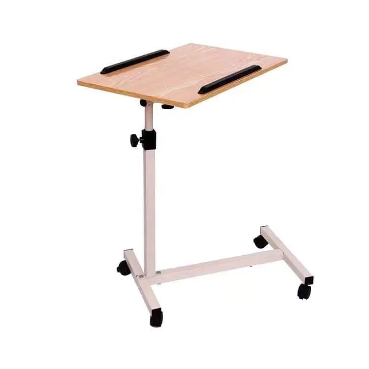 New Arrival Medical Adjustable Hospital Bed Side Table Wooden Overbed Dining Table  for Hospital Room