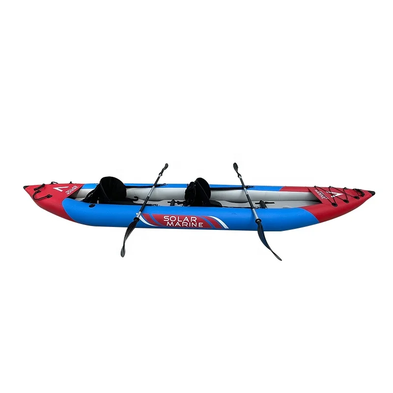 Solar Marine 2 Person Inflatable Kayak for Fishing Angler Blow Up Boat with Aluminum Paddles Pump and Air Mat Floor