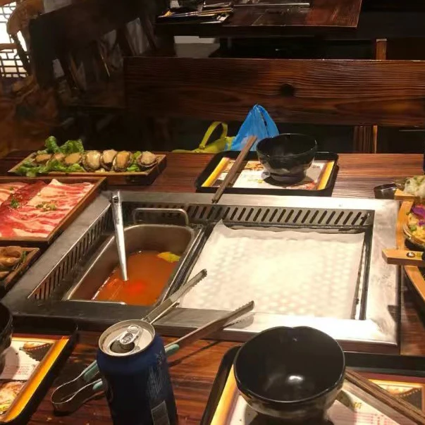 Stainless Steel Korean Restaurant Lifting Hot Pot Stove Manufacturer Wholesale Price Smokeless Barbecue Table