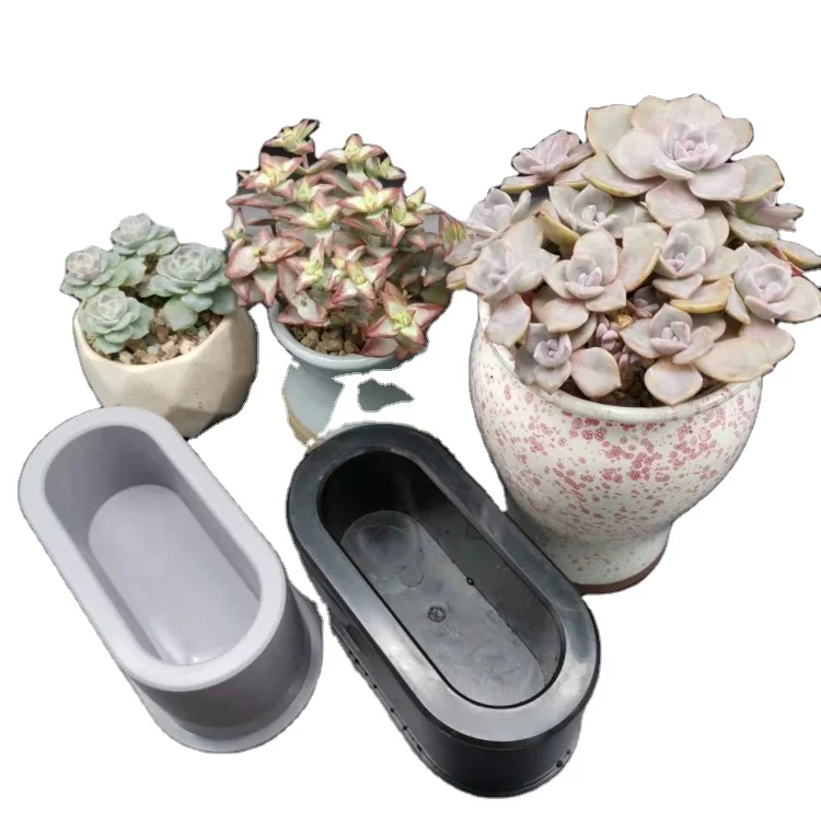 Silicone Custom Small Desk Garden Flower Pot Cement Concrete Vase Planter Molds For Sale