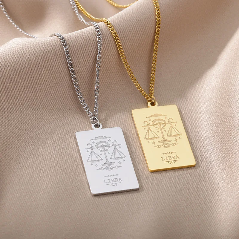 Tarot Necklace 12 Zodiac Signs 18K Gold Plated Necklace Gifts stainless steel necklace