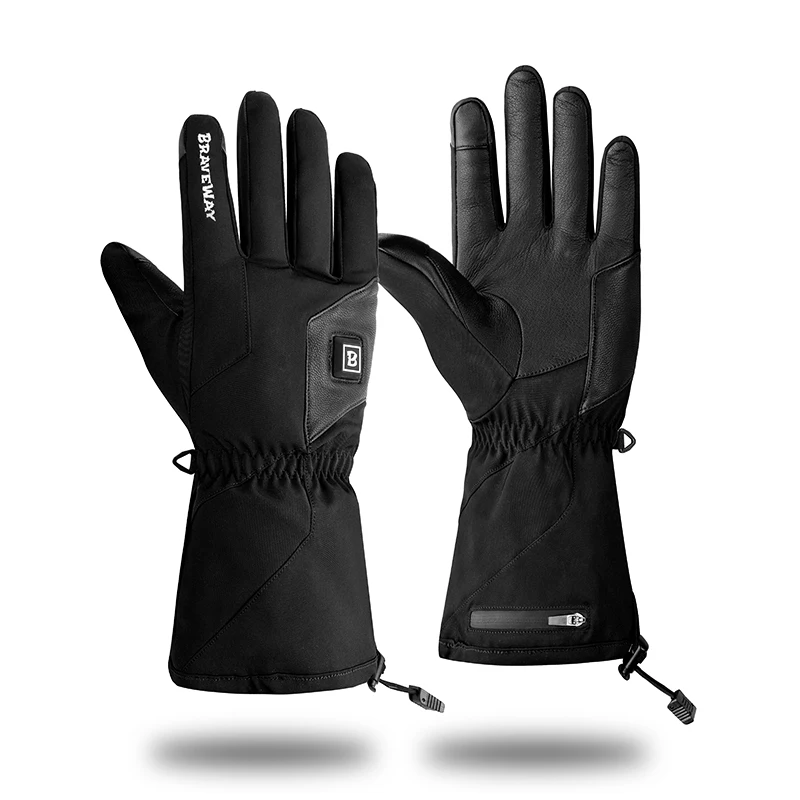 Winter Leather Sheepskin Ski Touch Screen Charging Heating Heating Warm Outdoor Sports Manufacturers Custom Gloves