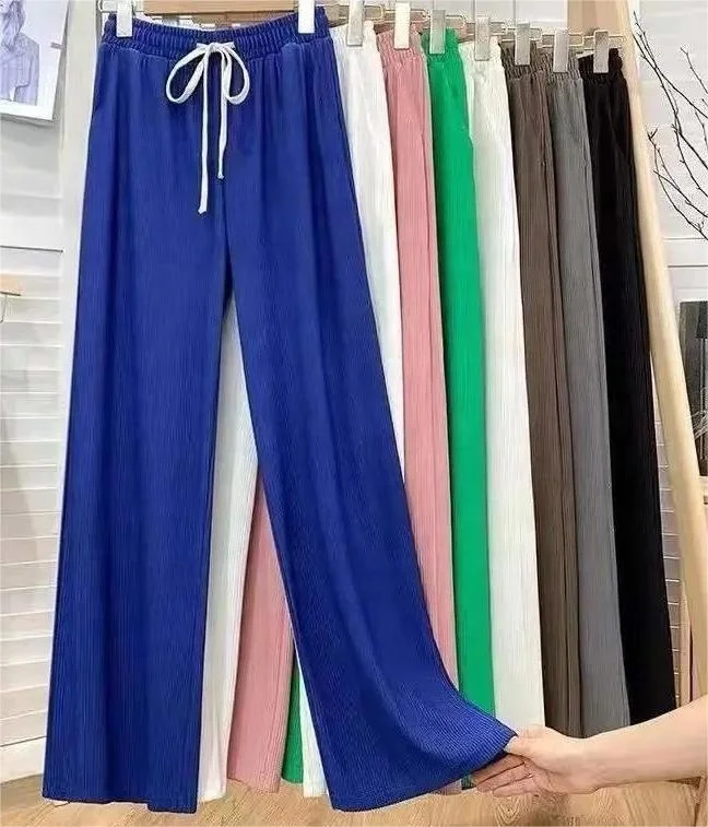 Summer high stretch slim fit pants draped flared pants high waisted yoga pants casual knitted sweatpants black khaki brown