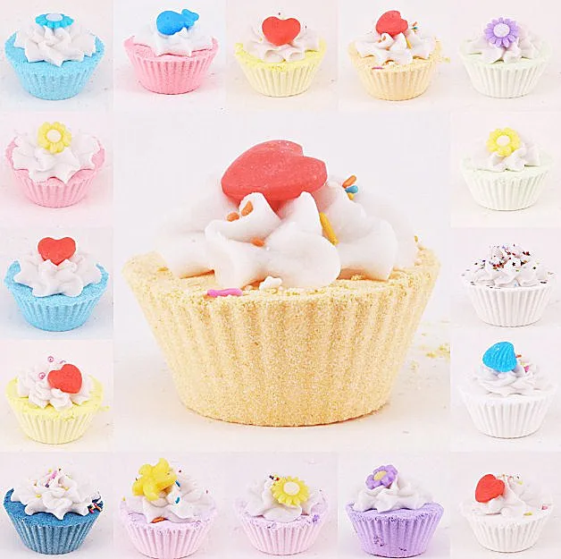 Drop Shipping Organic Fizzy Kid Bath Bombs Set Gift Box Small Cupcake Candy Food Diy Bath Ball Bomb Kit