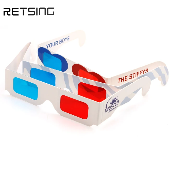 Free samples Customized Logo Paper Red Blue Cyan Paper 3 Dimensional 3D video Glasses for Video DVD TV
