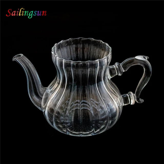 arabia style design handmade borosilicate thermo glass tea infusion pot