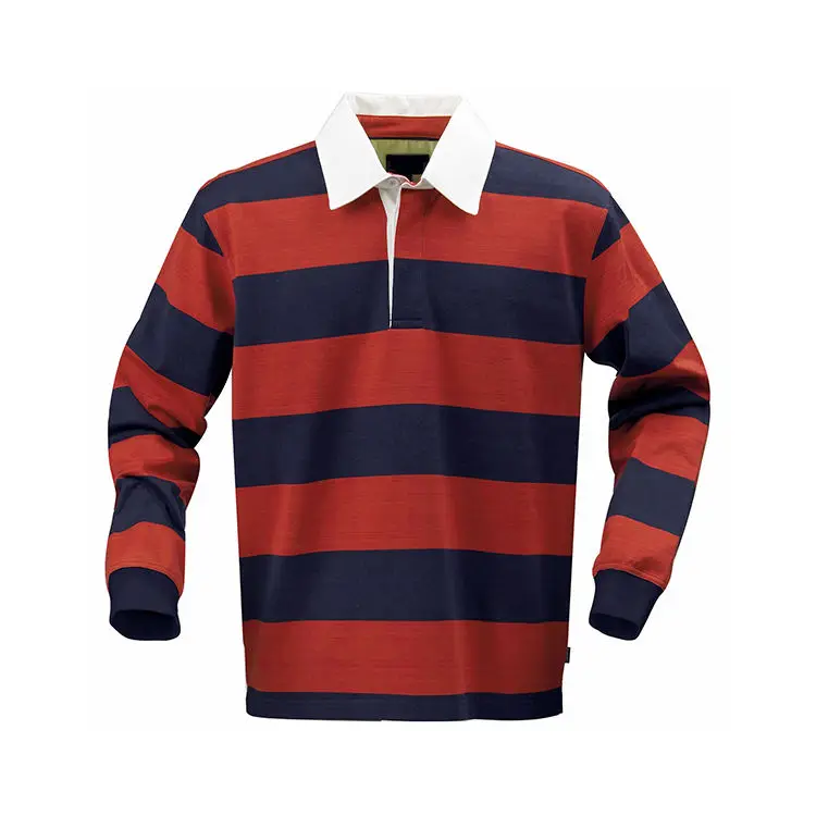 B17 Striped Long Sleeve Rugby Polo Custom Made Heavy Weight Unisex Football Jersey Quick-dry Rugby Polo Men Women