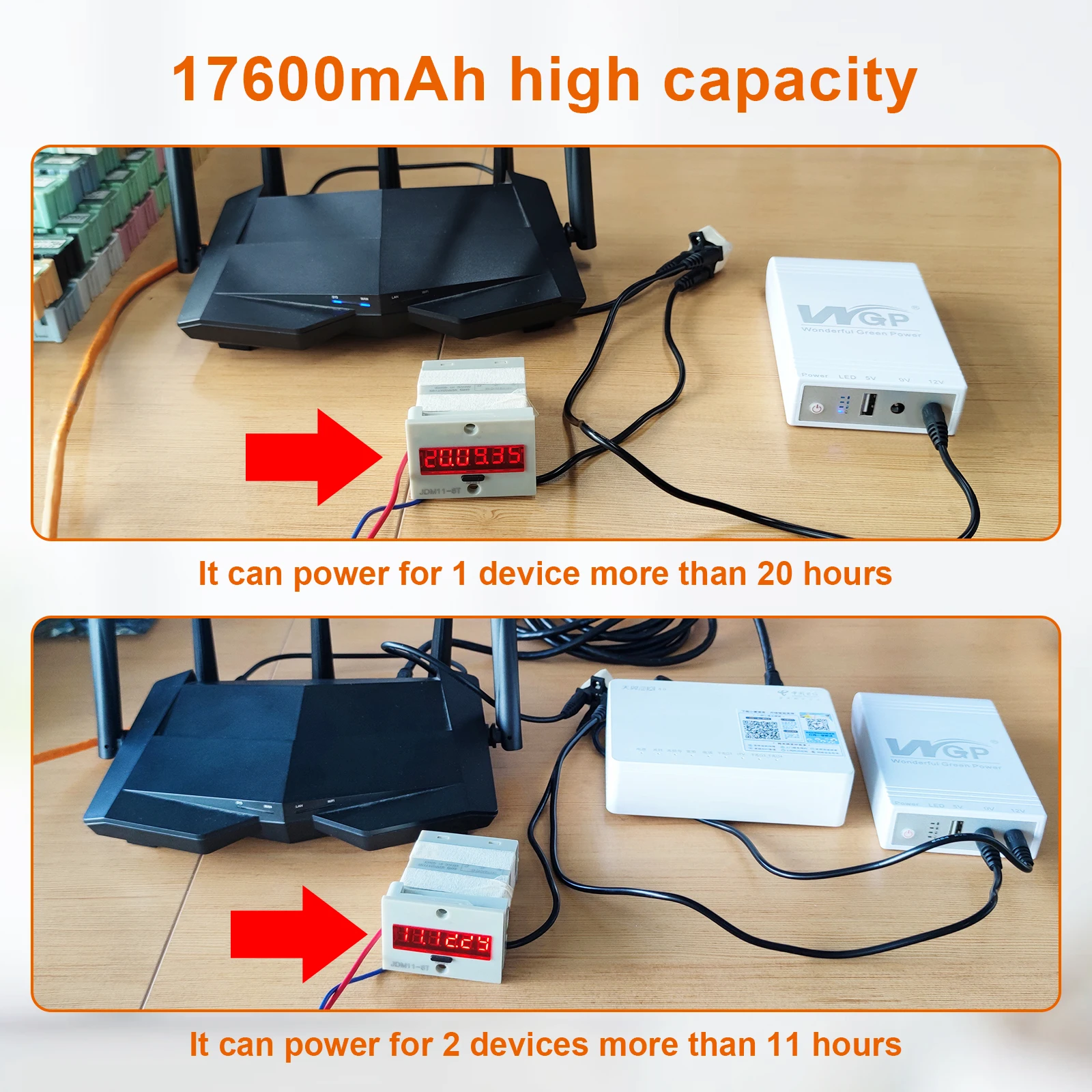 WGP 17600mAh mini ups router wifi multiple output DC mini UPS for Wifi Router 12v Modem CCTV Camera Home