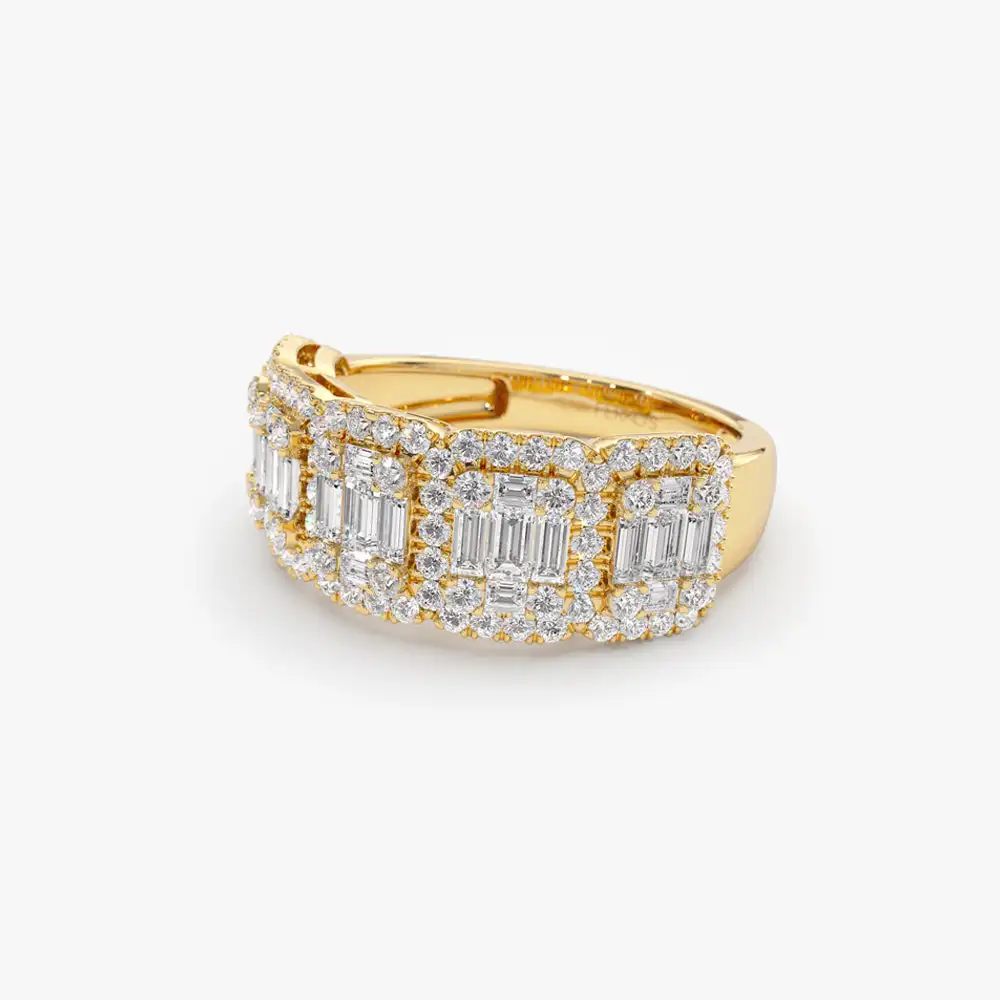 VLOVE Marquise Cut Ring Evil Eye Jewelry 9k 10k 14k 18k Baguette and Round Halo Diamond Ring Diamond Ring