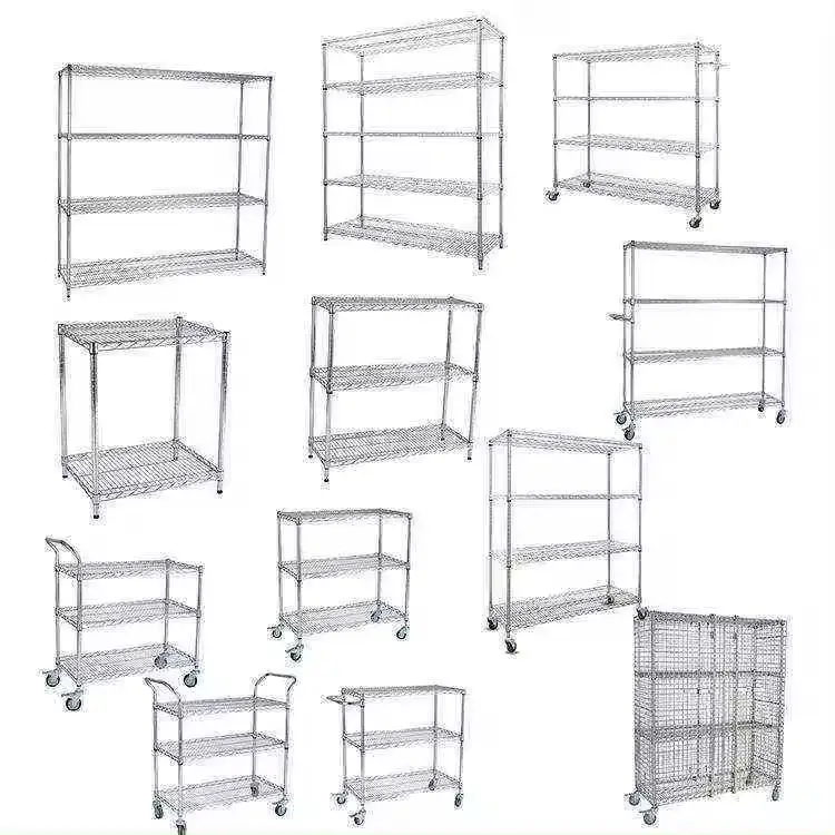 Four Level tier Epoxy Coated Super Erecta Metro 4-Shelf Heavy Duty Industrial Usage Metallic Wire Shelving Unit