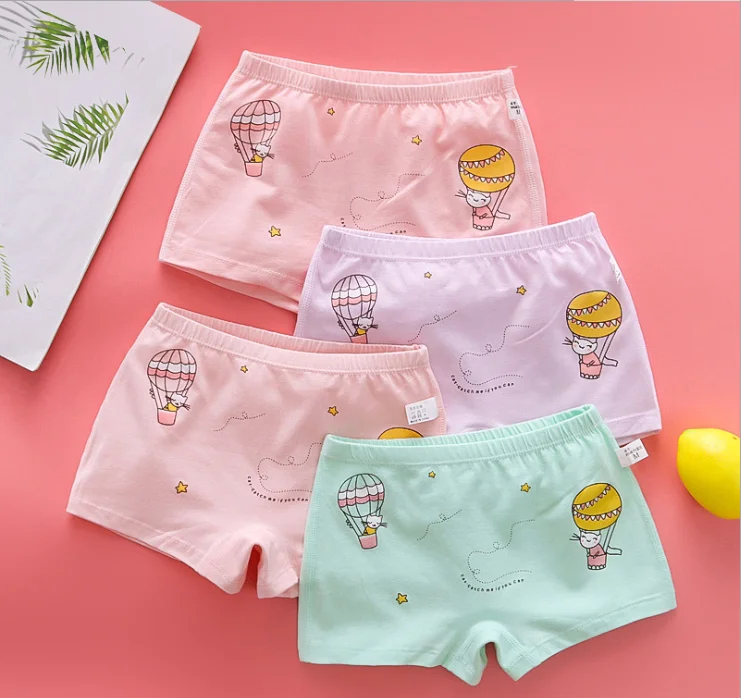 4 Pcs Pack Boys&Girls 2-12 Year Cute Cartoon Print Pure Cotton Boxer Shorts Underwear