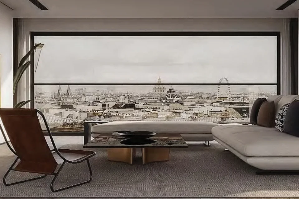 NUOXIN Latest Automatic Balcony Vertical Slide Window Electric Lift Up Double Glass Aluminum Frame Smart Hung Window