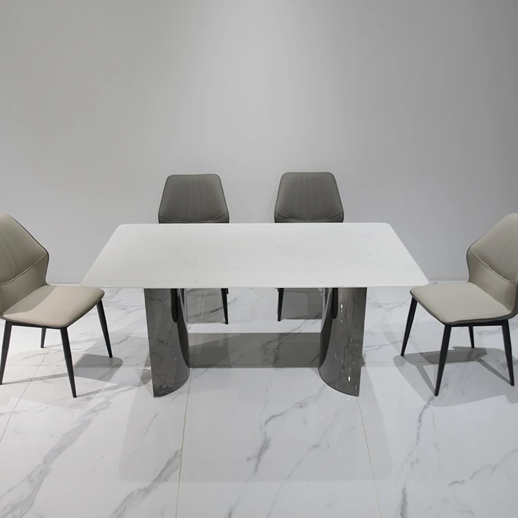Factory Wholesale Price White Furniture Luxury Natural Stone Dining Table Set Marble