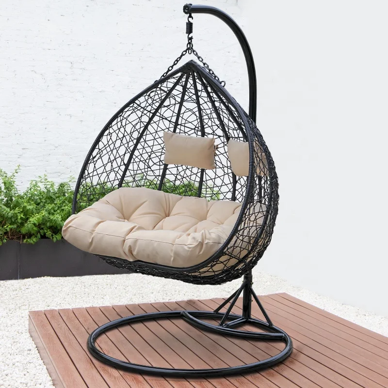 VANRIOS wholesale Patio Moder Indoor Outdoor Bedroom Metal Egg Circle Swing Hammock Hanging chair outdoor furniture rattan rope