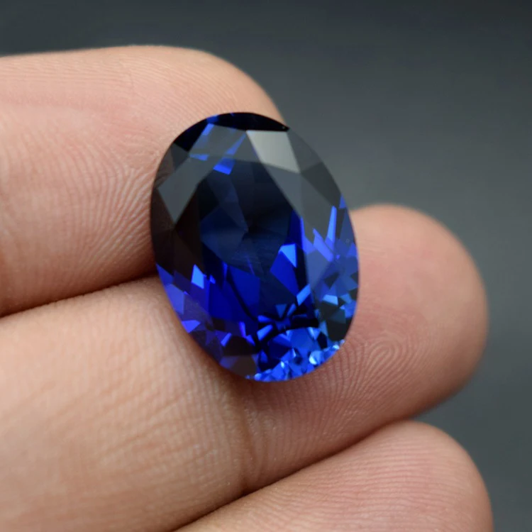 Hailer wholesale oval shape price Lab Grown gemstone Hydrothermal created synthetic corundum sapphire loose stones