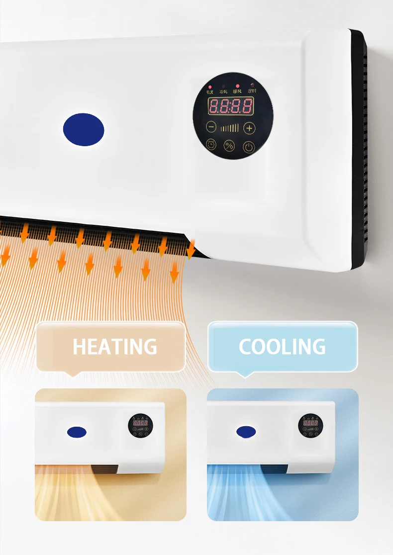 Guangdong 2000W Auto Adjustable Home Room Bladeless Wall Mounted Ceramic Warmer Fan Heater Indoor Electric Heating Fan